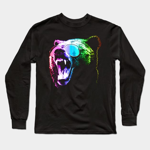 Rainbow Party Grizzly Bear Long Sleeve T-Shirt by robotface